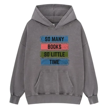 Pagewings So Many Books So Little Time Unisex Washed Hoodie