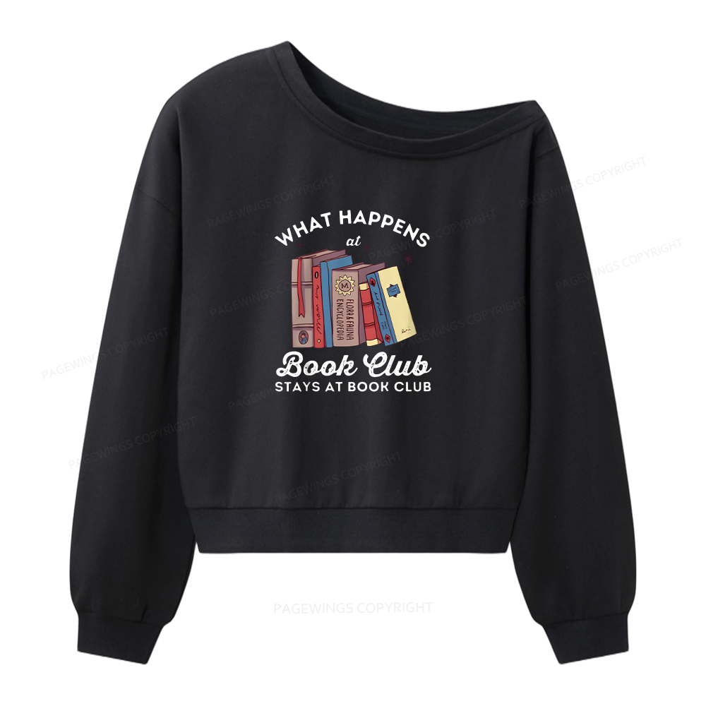 Pagewings Stays At Book Club Book Women Off Shoulder Sweatshirt