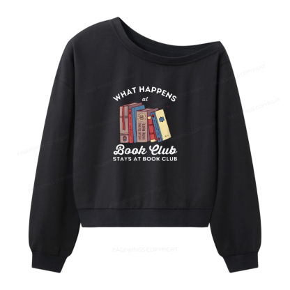 Pagewings Stays At Book Club Book Women Off Shoulder Sweatshirt