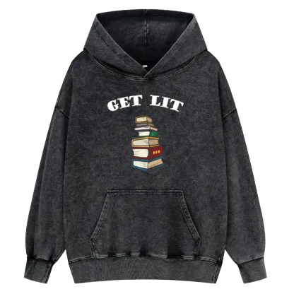 Pagewings Get Lit Unisex Washed Hoodie