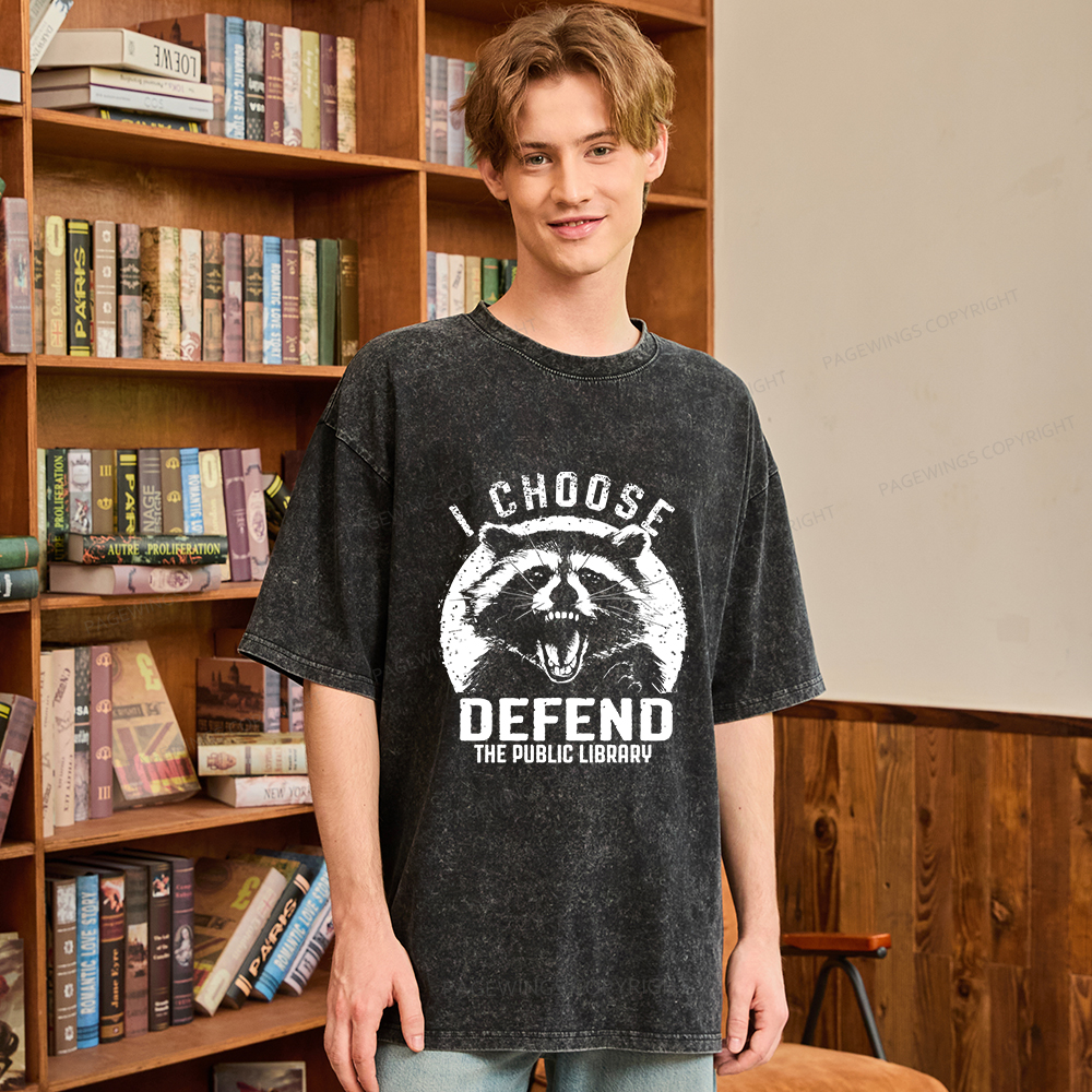 Pagewings I Choose Defend The Public Library Unisex Washed T-shirt