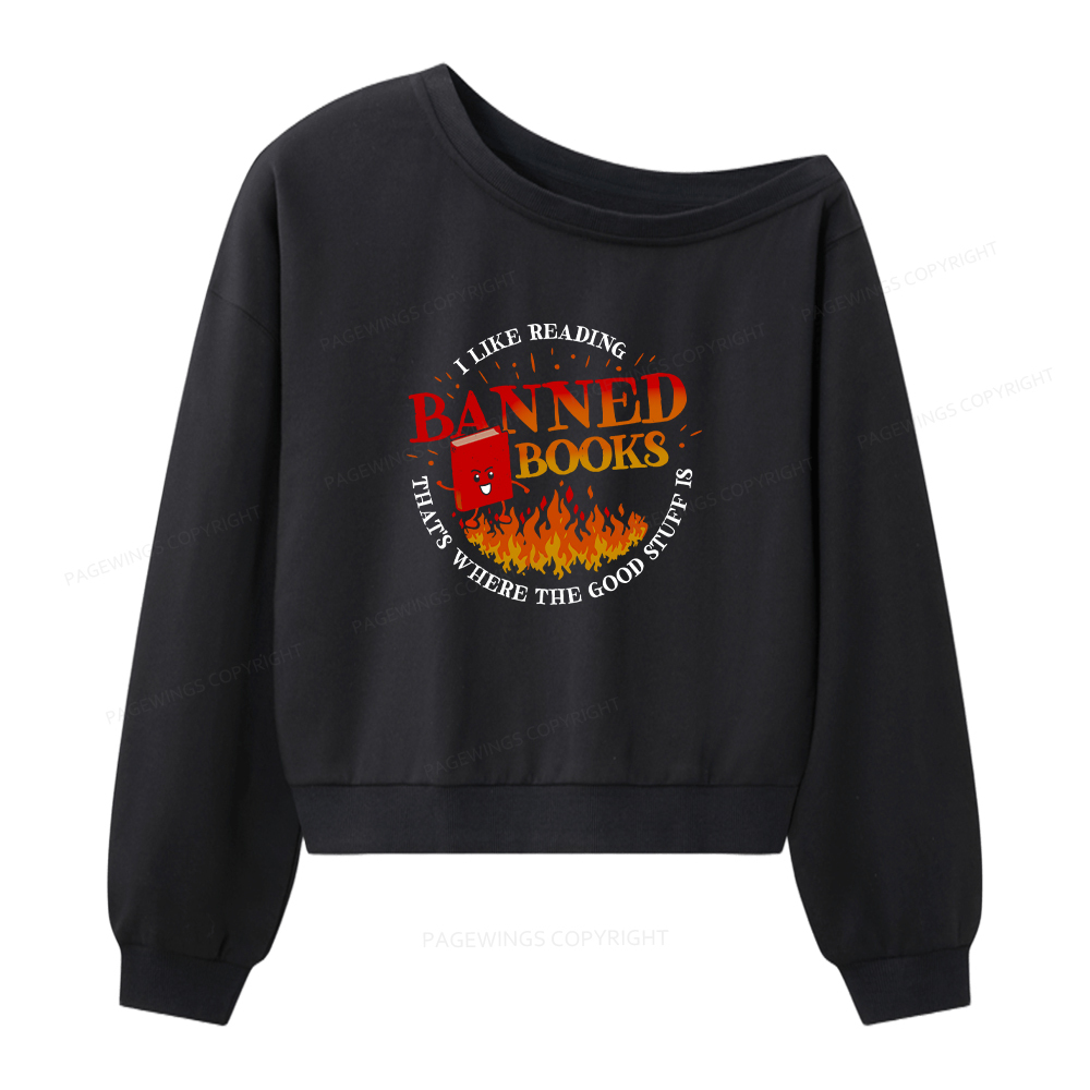 Pagewings Banned Books Women Off Shoulder Sweatshirt