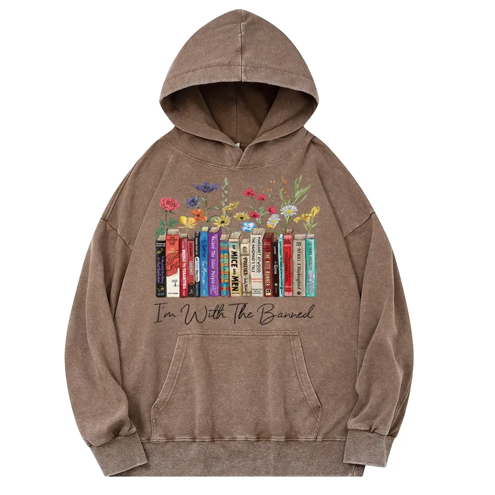 Pagewings I'm With The Banned Flowers Unisex Washed Hoodie