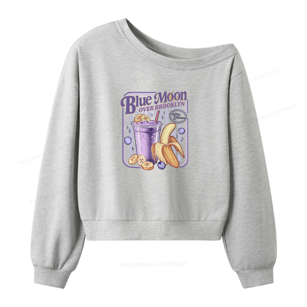 Pagewings Blue Moon Over Brooklyn Women Off Shoulder Sweatshirt