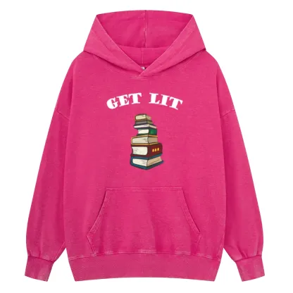 Pagewings Get Lit Unisex Washed Hoodie