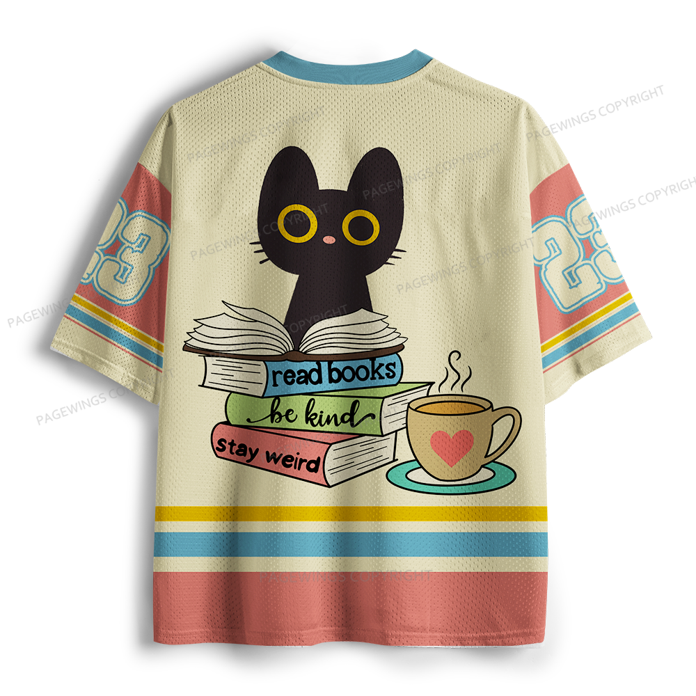 Pagewings Read Books Be Kind Stay Weird Unisex Mesh Jersey