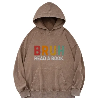Pagewings Read A Book Bruh Unisex Washed Hoodie