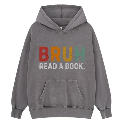 Pagewings Read A Book Bruh Unisex Washed Hoodie