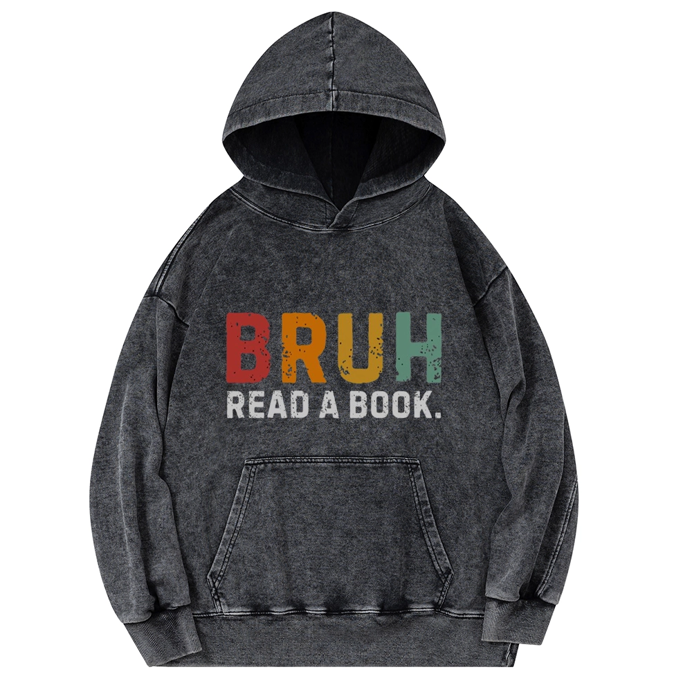 Pagewings Read A Book Bruh Unisex Washed Hoodie