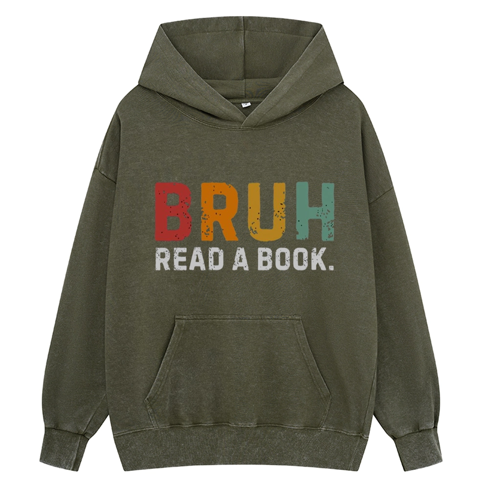 Pagewings Read A Book Bruh Unisex Washed Hoodie