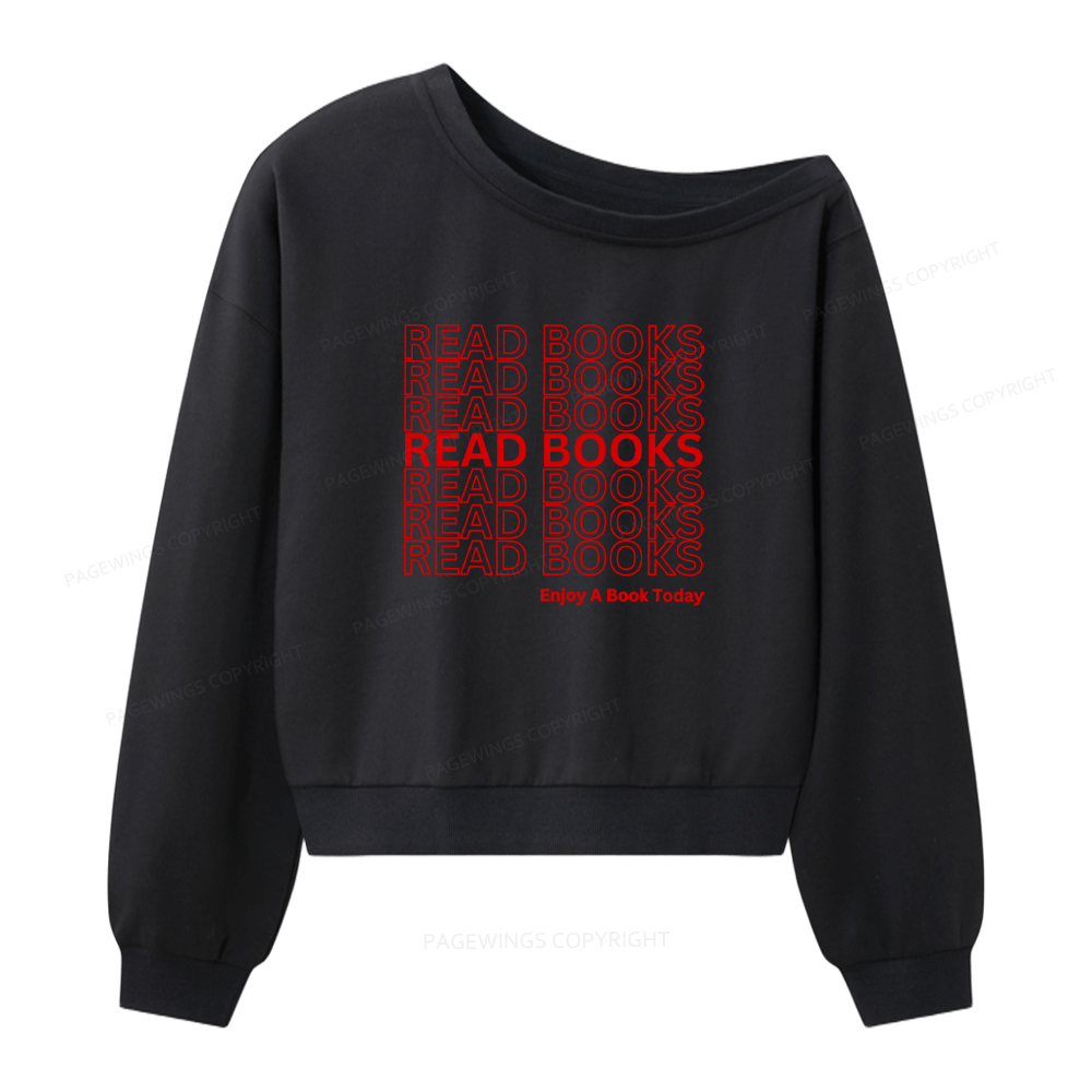 Pagewings Read Books Librarian Women Off Shoulder Sweatshirt