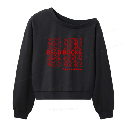 Pagewings Read Books Librarian Women Off Shoulder Sweatshirt