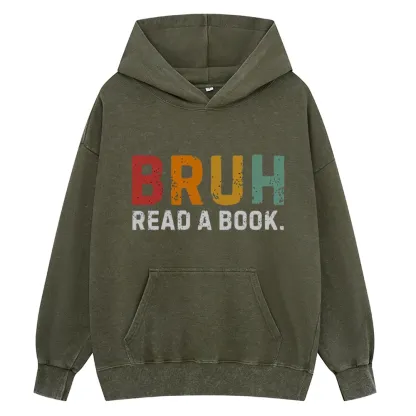 Pagewings Read A Book Bruh Unisex Washed Hoodie