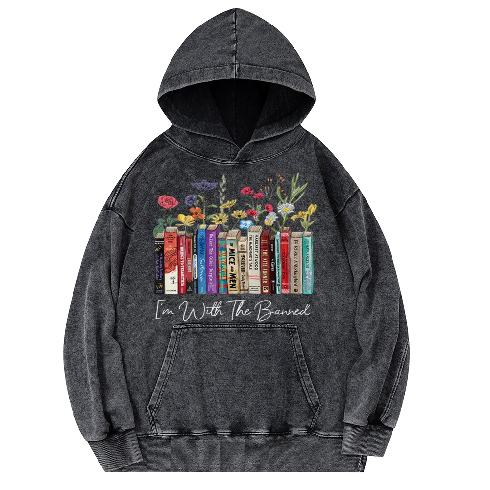 Pagewings I'm With The Banned Flowers Unisex Washed Hoodie