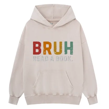 Pagewings Read A Book Bruh Unisex Washed Hoodie