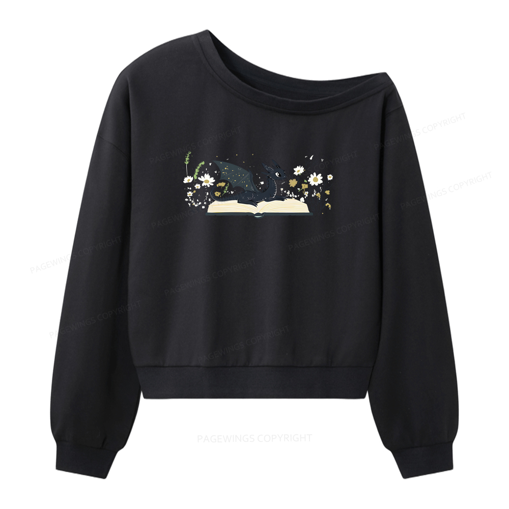 Pagewings Dragon Book Women Off Shoulder Sweatshirt