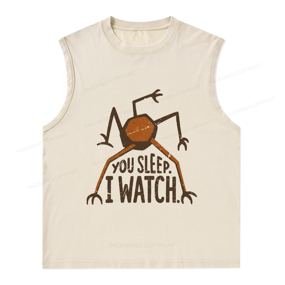 Pagewings You Sleep I Watch Unisex Washed Tank Top