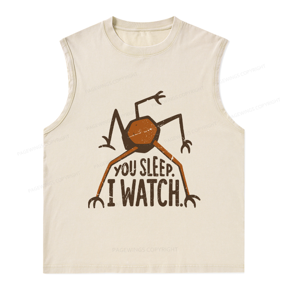 Pagewings You Sleep I Watch Unisex Washed Tank Top