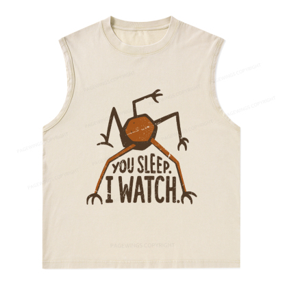 Pagewings You Sleep I Watch Unisex Washed Tank Top