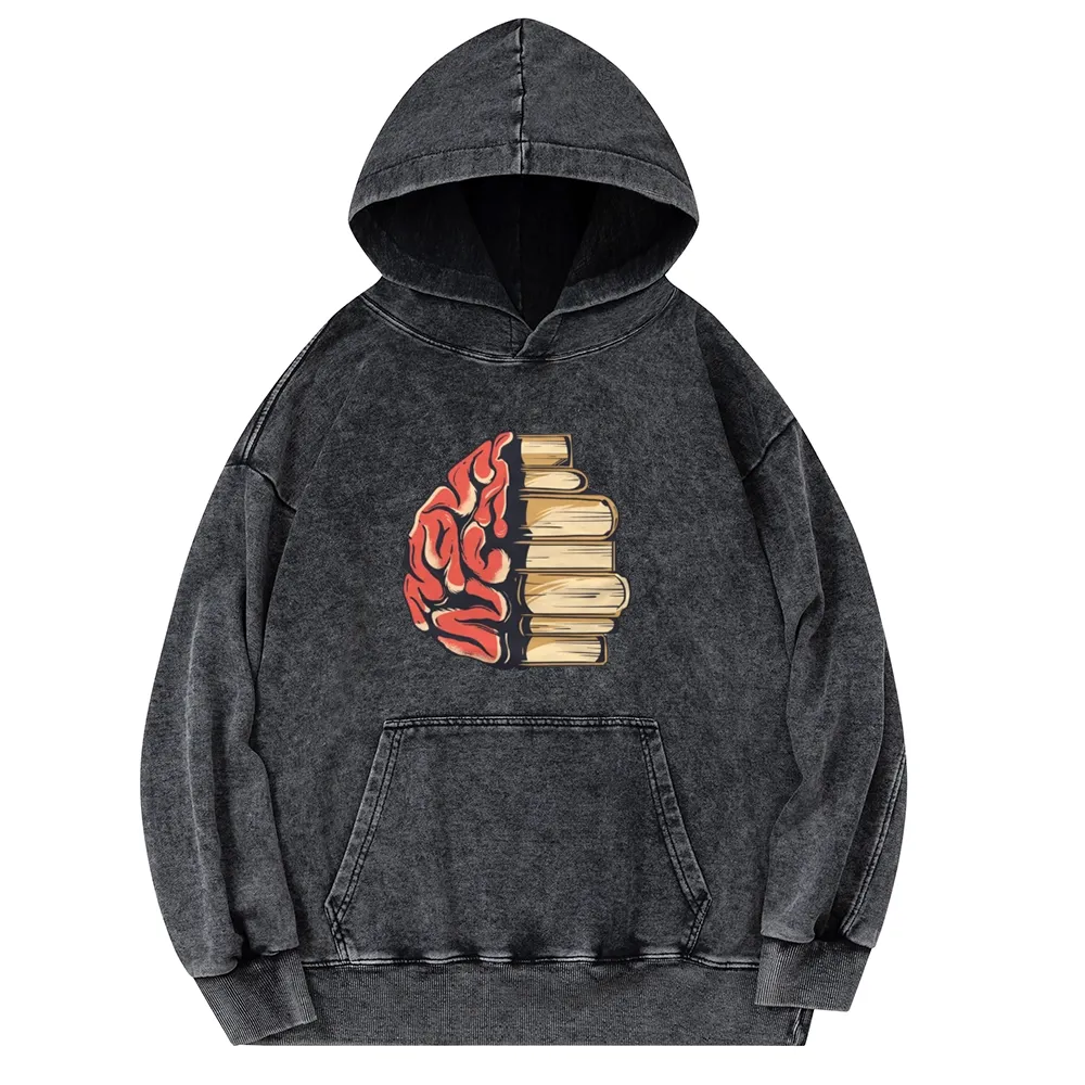 Pagewings Book is Brain Unisex Washed Hoodie