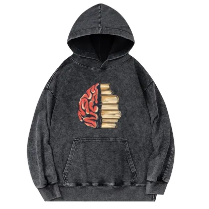 Pagewings Book is Brain Unisex Washed Hoodie