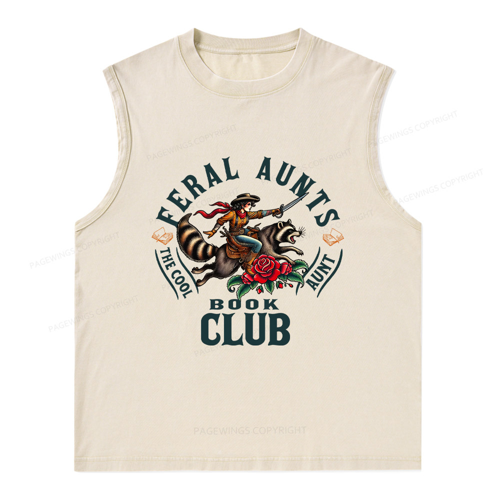 Pagewings Feral Aunt Social Book Club Washed Tank Top