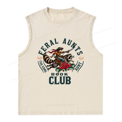 Pagewings Feral Aunt Social Book Club Washed Tank Top
