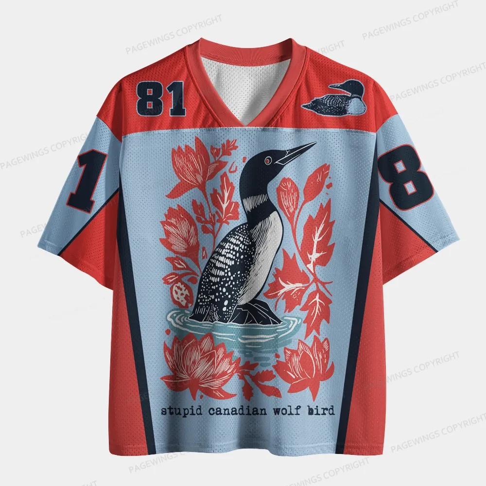 Pagewings Stupid Canadian Wolf Bird Unisex Mesh Jersey