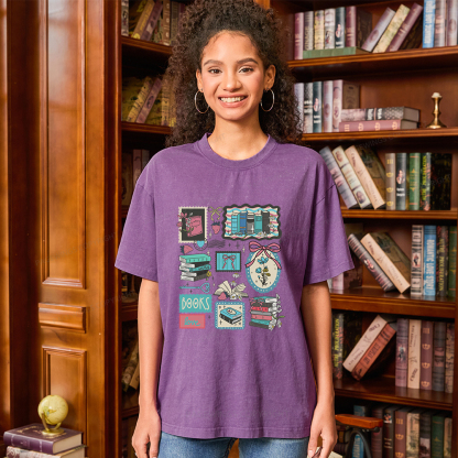 Pagewings Vintage Book Lover Unisex Washed T-shirt