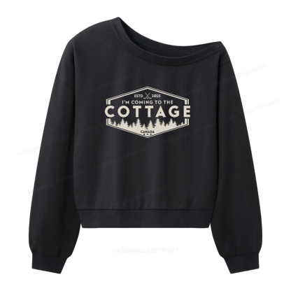 Pagewings Coming To The Cottage Women Off Shoulder Sweatshirt