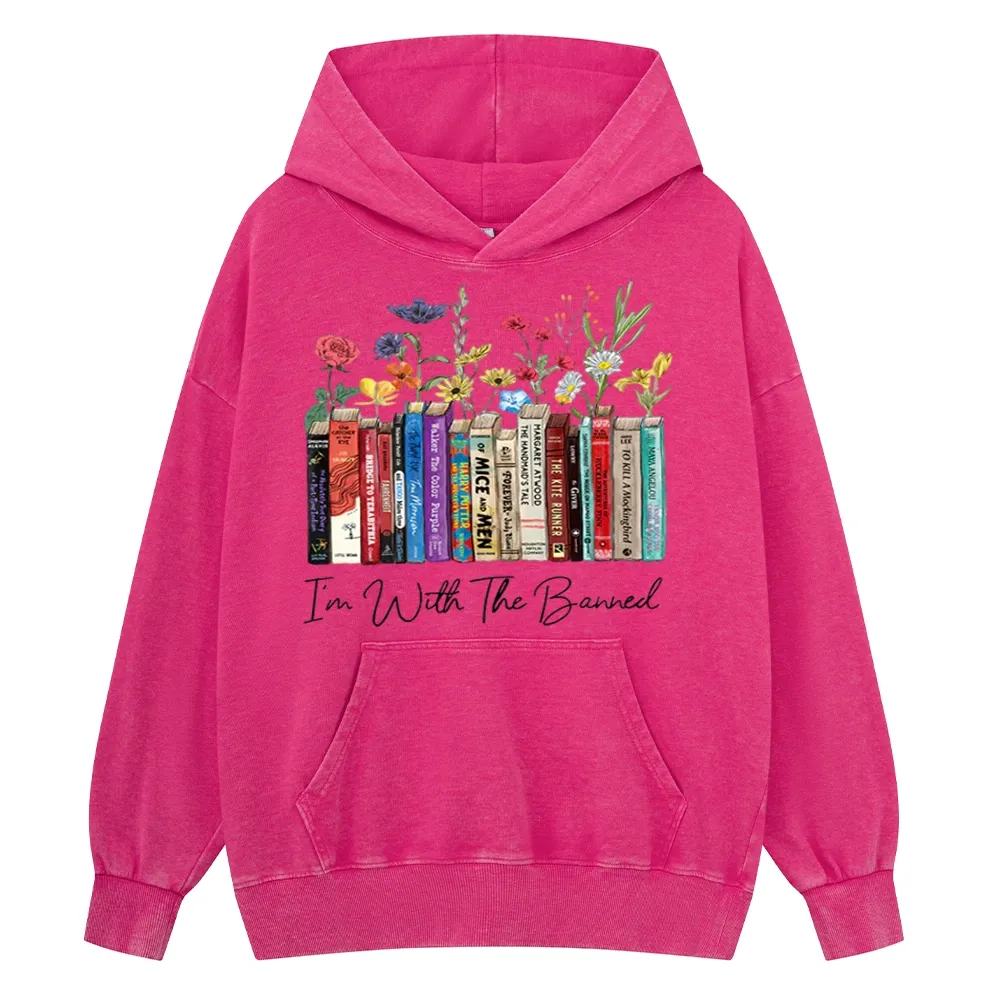 Pagewings I'm With The Banned Flowers Unisex Washed Hoodie