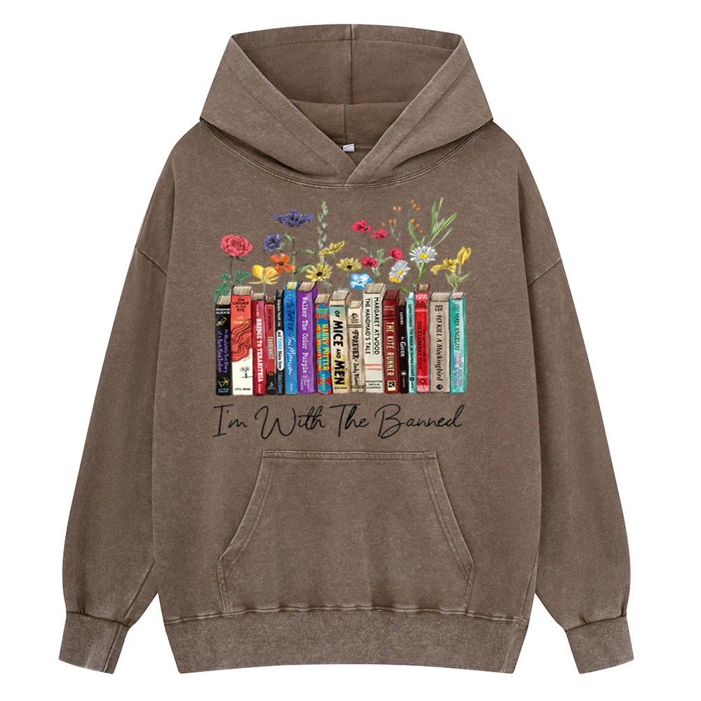 Pagewings I'm With The Banned Flowers Unisex Washed Hoodie