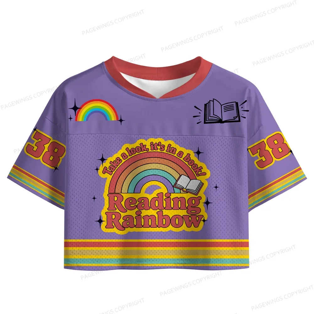 Pagewings Take A Look It's In A Book Women's Crop Mesh Jersey