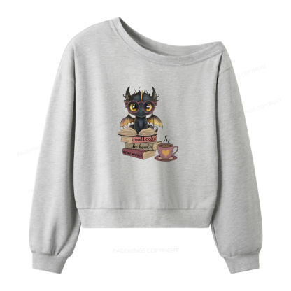 Pagewings Fantasy Reading Dargon Women Off Shoulder Sweatshirt