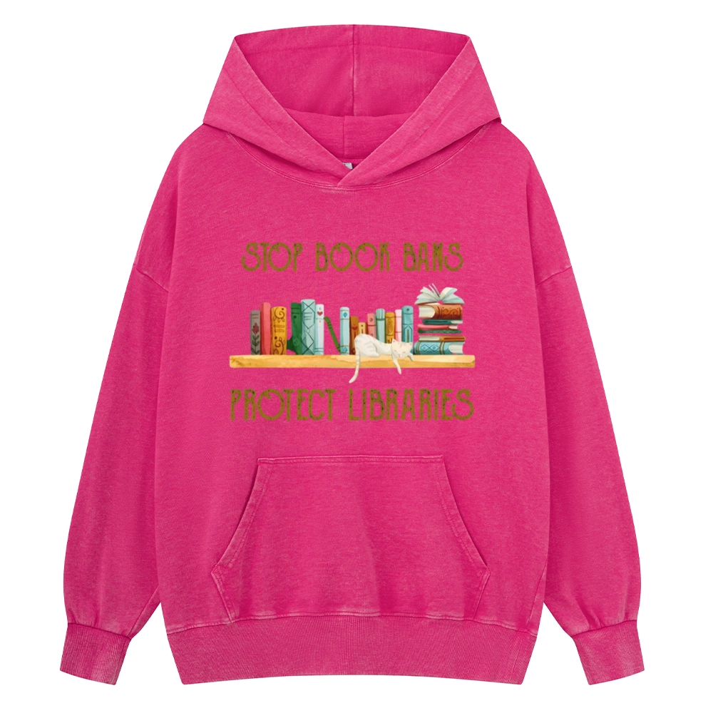 Pagewings Stop Book Bans Protect Libraries Unisex Washed Hoodie
