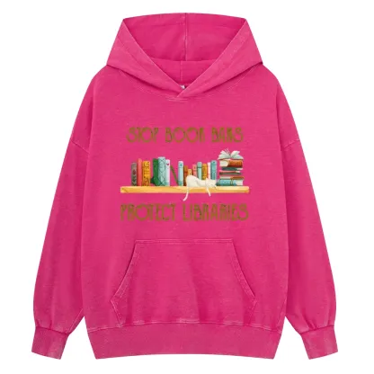 Pagewings Stop Book Bans Protect Libraries Unisex Washed Hoodie