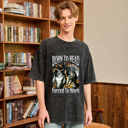 Pagewings Born To Read Forced To Work Unisex Washed T-shirt