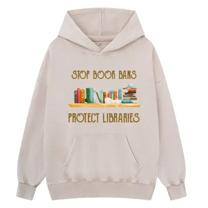 Pagewings Stop Book Bans Protect Libraries Unisex Washed Hoodie