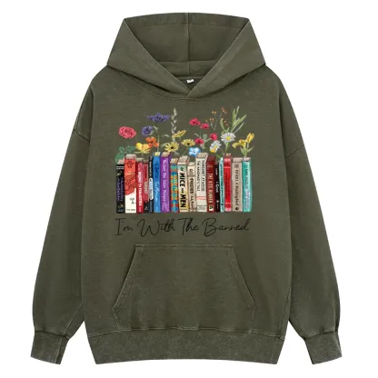 Pagewings I'm With The Banned Flowers Unisex Washed Hoodie