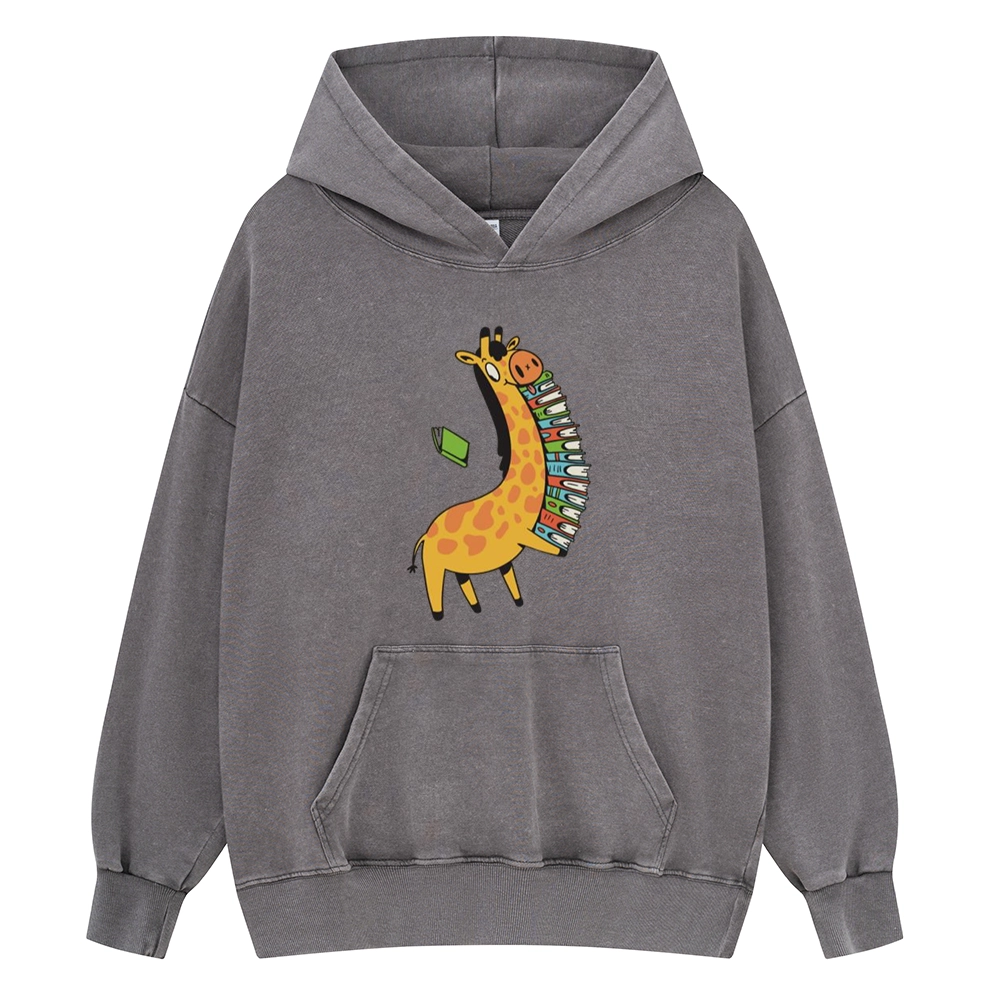 Pagewings Book Giraff Unisex Washed Hoodie