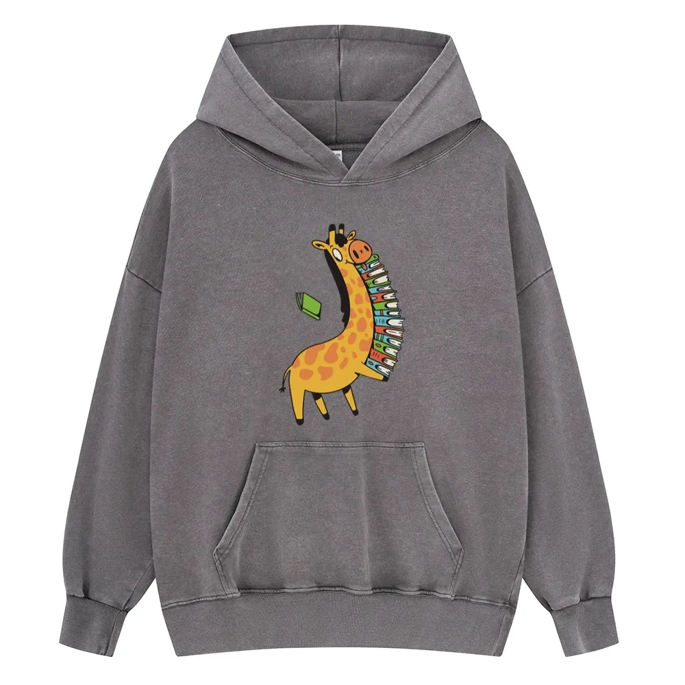 Pagewings Book Giraff Unisex Washed Hoodie
