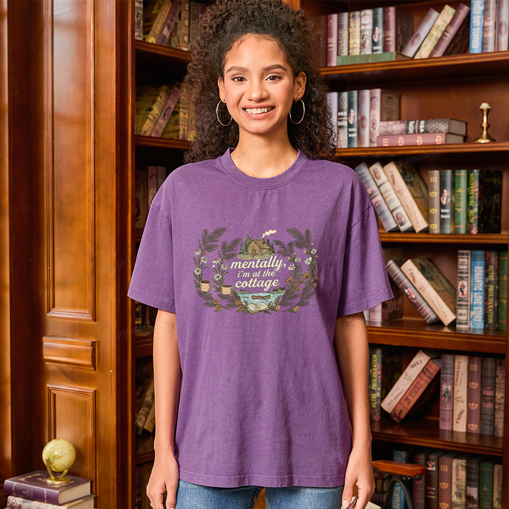 Pagewings Mentally I'm At The Cottage Unisex Washed T-shirt