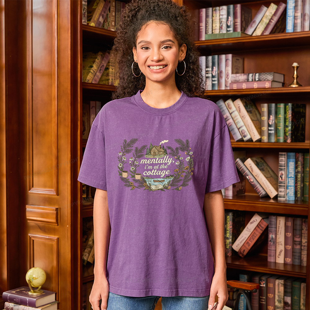 Pagewings Mentally I'm At The Cottage Unisex Washed T-shirt