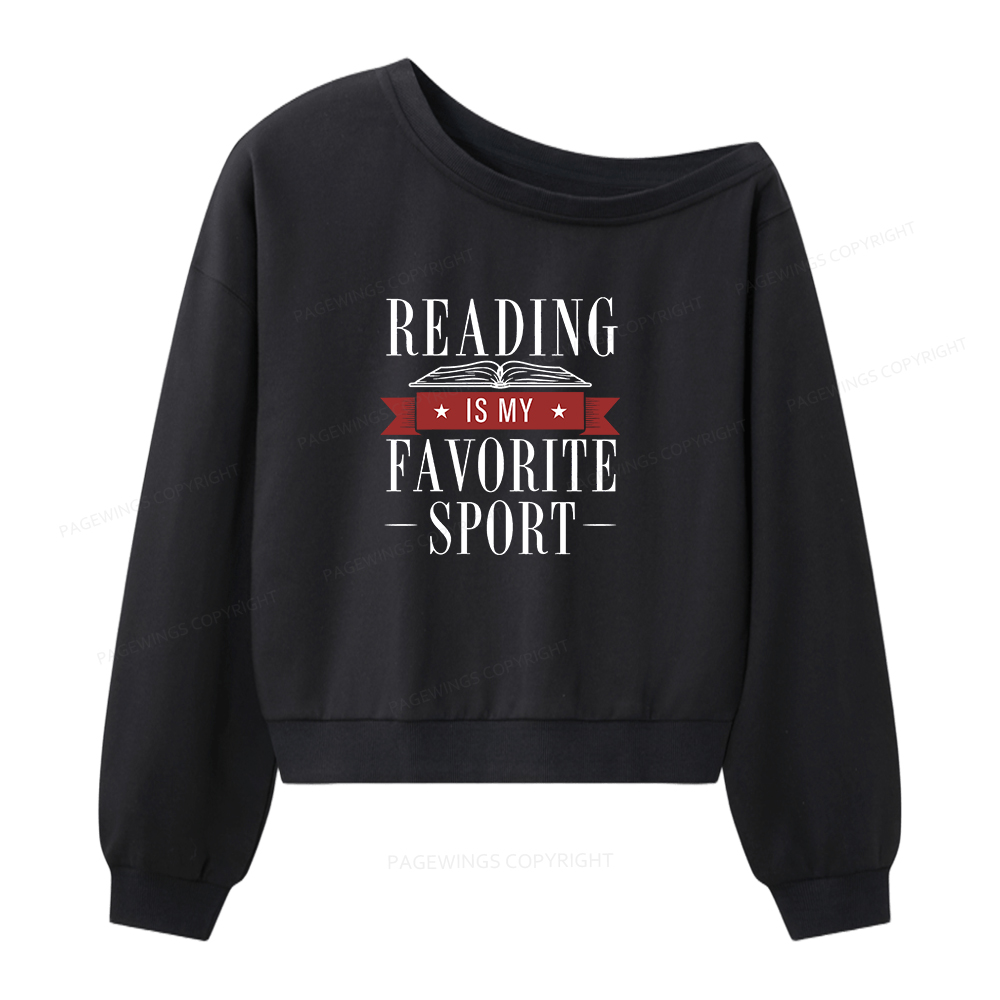 Pagewings Reading Is My Favorite Sport Women Off Shoulder Sweatshirt