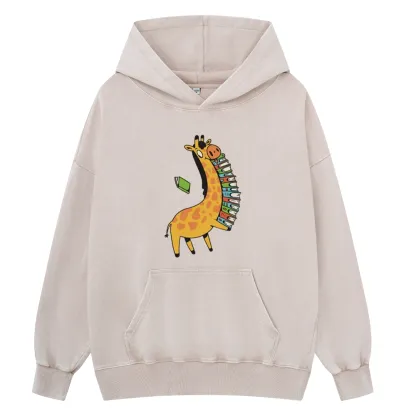 Pagewings Book Giraff Unisex Washed Hoodie