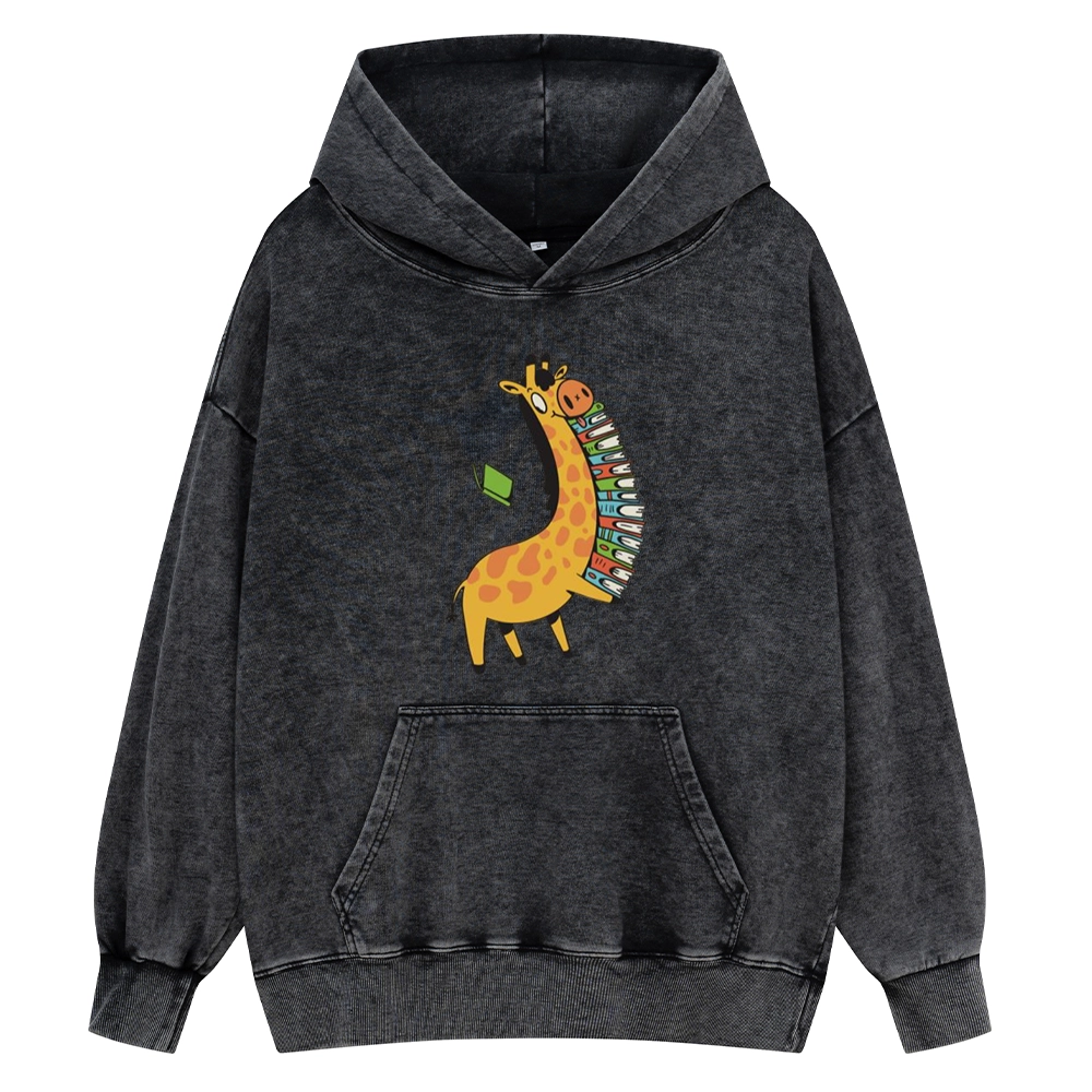 Pagewings Book Giraff Unisex Washed Hoodie