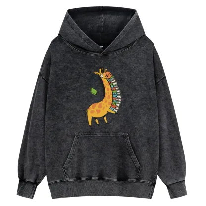 Pagewings Book Giraff Unisex Washed Hoodie