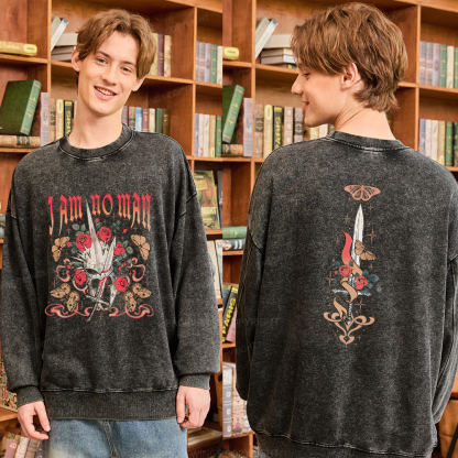 Pagewings I Am No Man Unisex Washed Sweatshirt