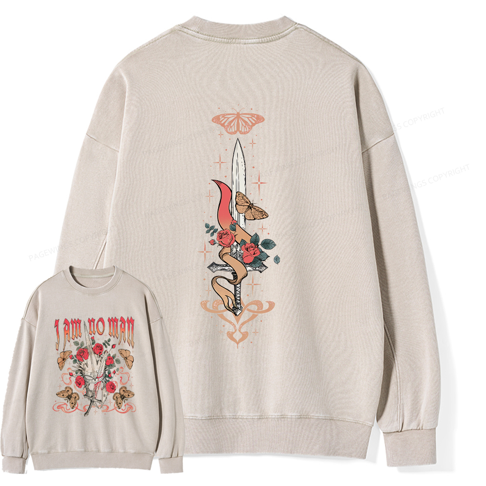 Pagewings I Am No Man Unisex Washed Sweatshirt