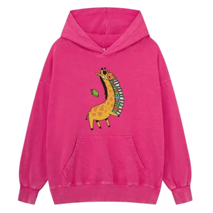 Pagewings Book Giraff Unisex Washed Hoodie